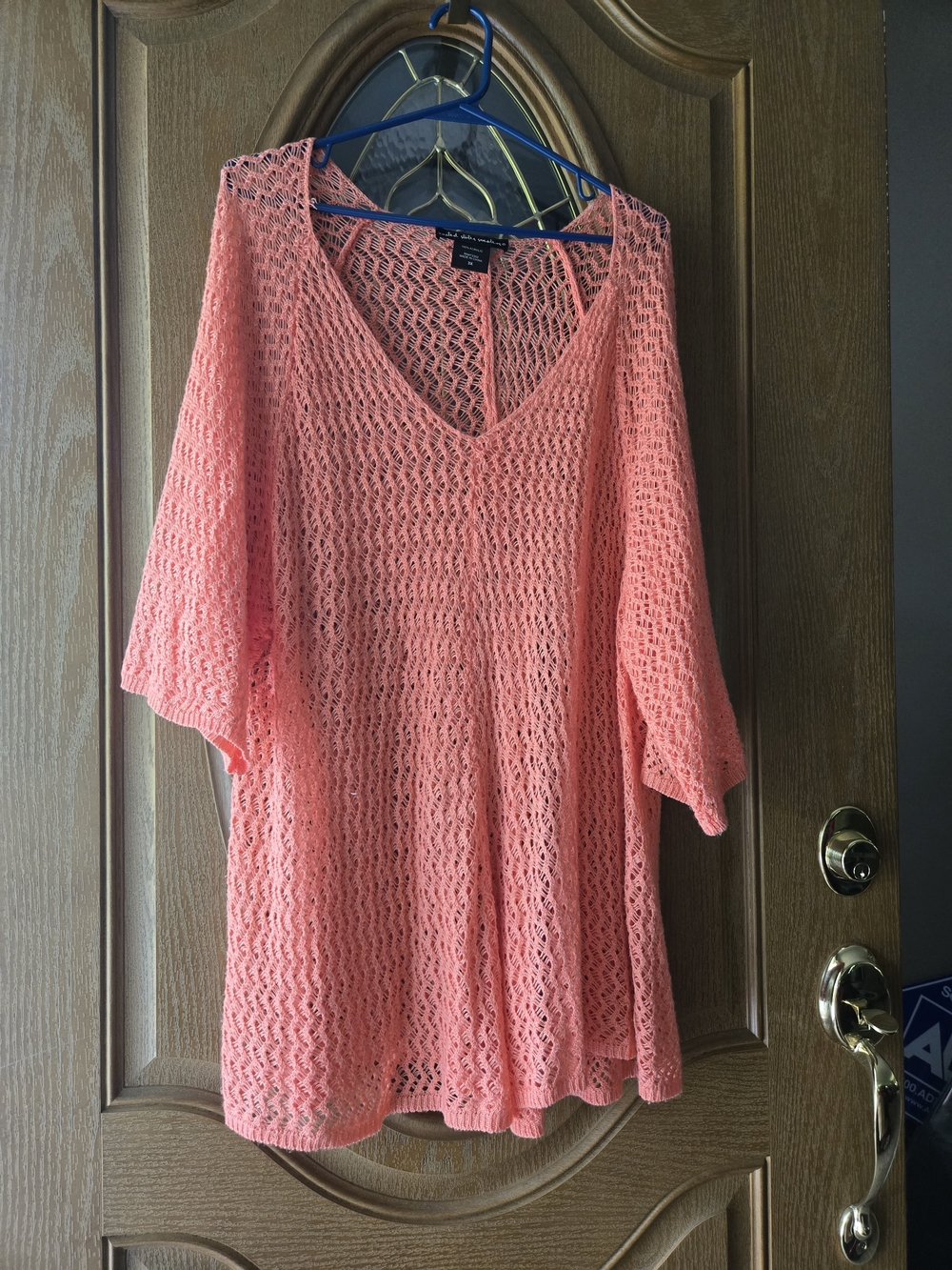 united states sweaters Coral Crochet V-Neck Swim Cover-Up